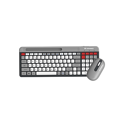 HAMMOK | AXTON MULTI DEVICE | WIRELESS, BLUETOOTH v5.0 KEYBOARD AND MOUSE| SILENT TYPING| NATURAL SILVER