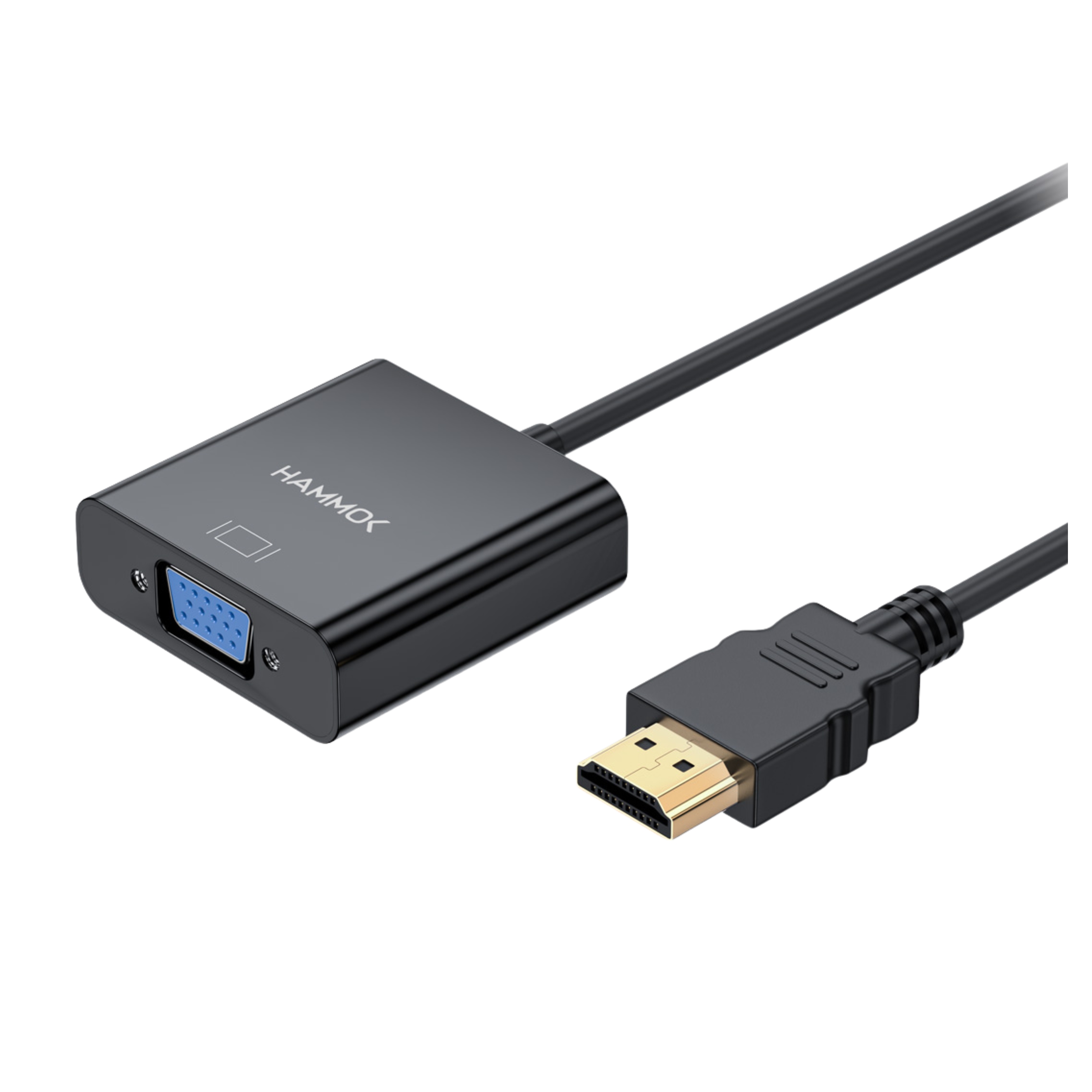 HAMMOK | LUSH | HDMI TO VGA CABLE | WITH AUDIO ADAPTER CABLE | SIGNAL CONVERSION | LIGHTWEIGHT DESIGN | BLACK