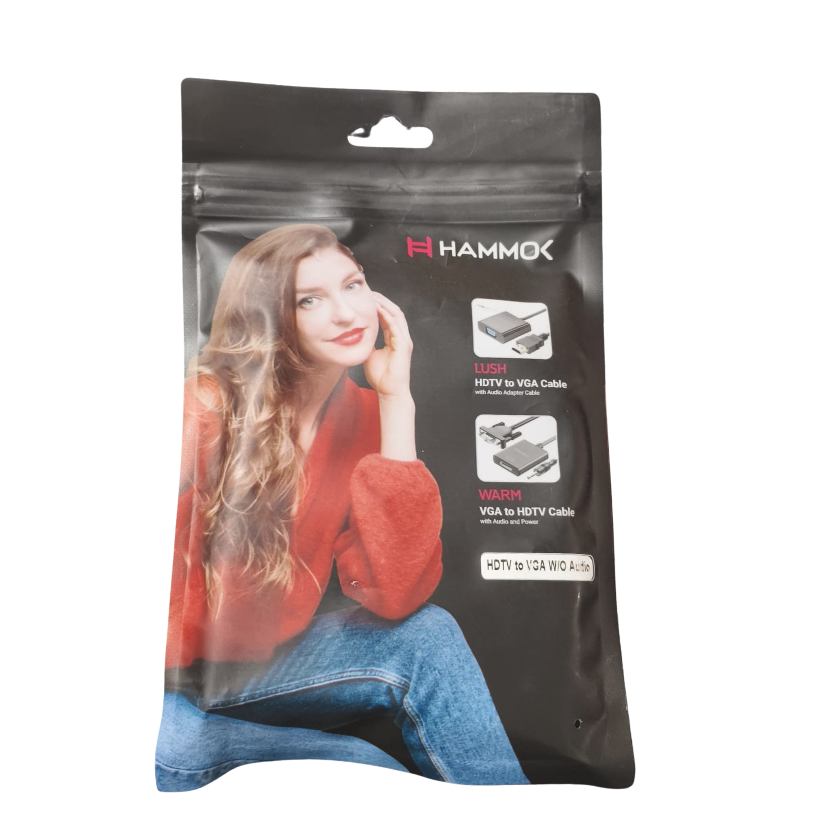 HAMMOK | LUSH | HDMI TO VGA CABLE | WITH AUDIO ADAPTER CABLE | SIGNAL CONVERSION | LIGHTWEIGHT DESIGN | BLACK