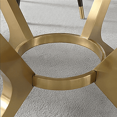 Vikinterio Round White Marble Dining Table Golden Stainless Steel Frame Vikinterio Round White Marble Dining Table Golden Stainless Steel Frame