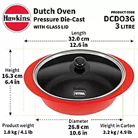 HAWKINS DIE CAST DUTCH OVEN 3L DCDO3G