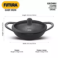 HAWKINS FUTURA CAST IRON KADHAI WIT 2L CIK20G