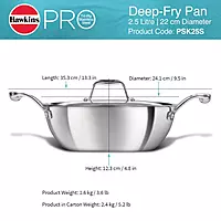 HAWKINS PRO TRI PLY SS DEEP F.PAN 2.5L WITH PSK25S