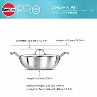 HAWKINS PRO TRI PLY SS DEEP F.PAN 5L WI/LID PSK50S