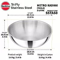 HAWKINS SS TRI PLY METRO KADHAI 5L SSTA50