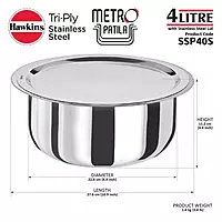 HAWKINS TRI PLY PATILA WITH SS LID 4L SSP40S