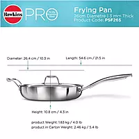 HAWKINS TRI PLY SS FRYING PAN 26CM WITH LID PSF26S