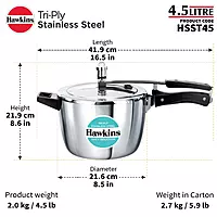HAWKINS TRI PLY SS PRESSURE COOKER 4.5L HSST45