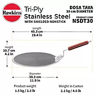 HAWKINS TRI PLY SS SHIELDED NS DOSA TAWA 28 NSDT28
