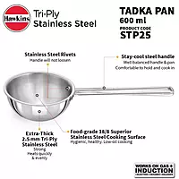 HAWKINS TRI PLY SS TADKA PAN IC 2.5 CUPS STP25