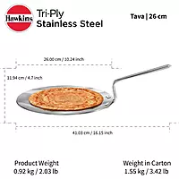 HAWKINS TRI PLY SS TAWA 26CM SSTV26