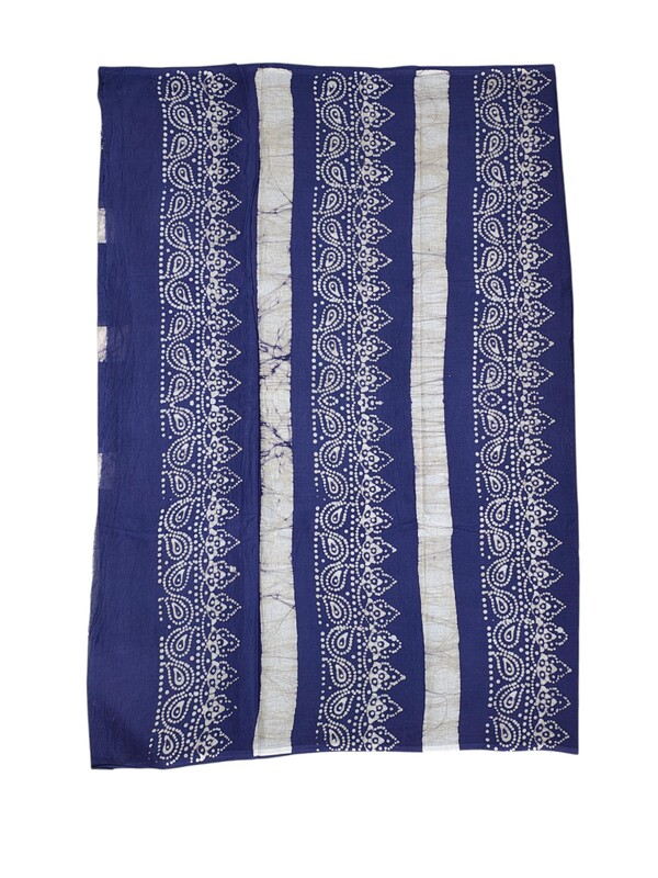 Indigo Hand Block Print Pure Cotton Saree with Running Blouse