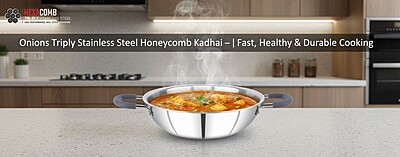 Granny Kitchen Triply Stainless Steel Honeycomb Non-Stick Kadai | Induction & Gas Compatible