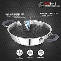 Granny Kitchen Triply Stainless Steel Honeycomb Non-Stick Kadai | Induction & Gas Compatible