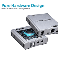 HDMI 60m KVM Extender with Audio – Keyboard Mouse Control Over Distance