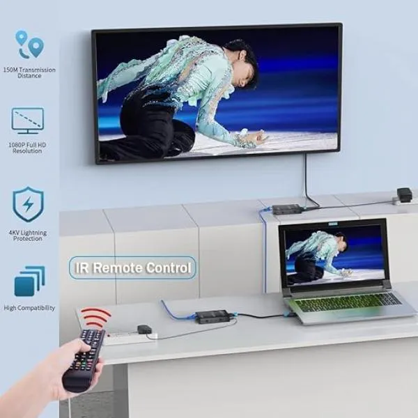 HDMI Extender 150M (With Loop) | 4k HDMI Extender Over LAN Routers Switchers Ethernet Network 150M RJ45, CAT5, CAT6 HDMI Extender 150M (With Loop) | 4k HDMI Extender Over LAN Routers Switchers Ethernet Network 150M RJ45, CAT5, CAT6