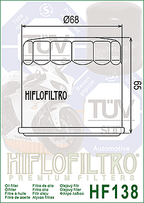 HIFLOFILTRO HF138 Oil Filter HIFLOFILTRO HF138 Oil Filter