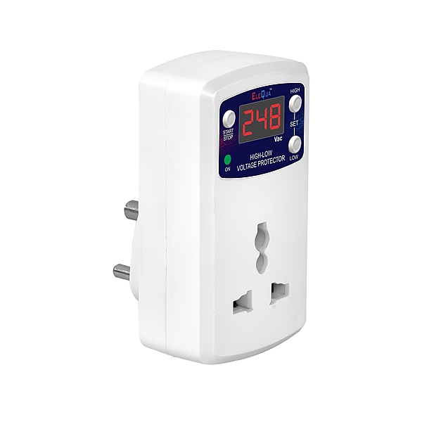 ELEQUA 6A Digital High, Low Voltage Cutoff/Protector Plug Socket  With Surge Protection