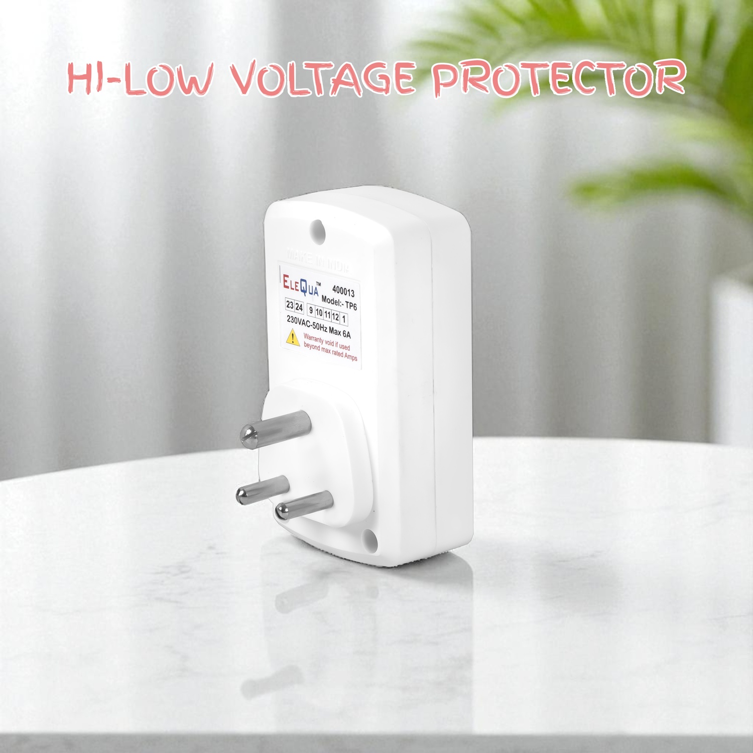 Digital High, Low Voltage Cutoff/Protector Plug Socket,– 6AMP With Surge Protection