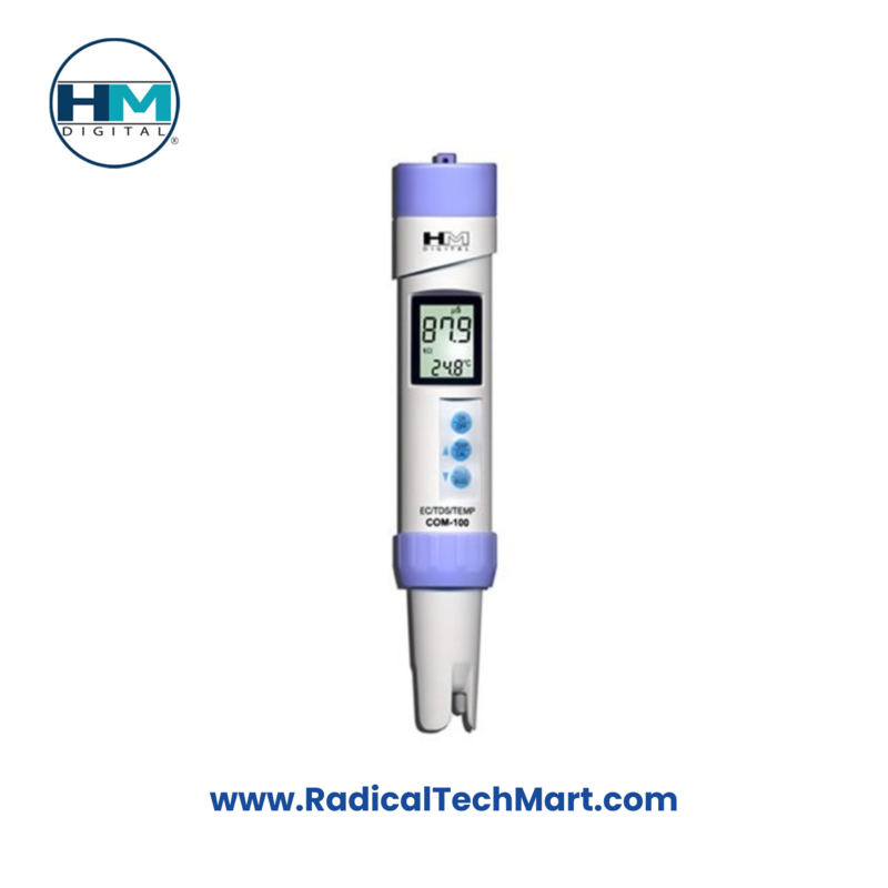 HM Digital COM-100 Waterproof EC/TDS/Temperature Meter - Front View