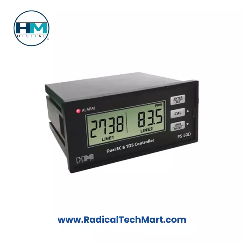 HM Digital PS-50D Dual Line TDS/EC Controller with Dual Sensor and Tri-Color LCD