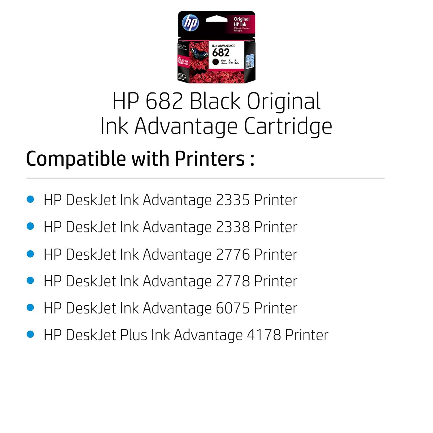 HP 682 Original Ink Advantage Cartridge For HP Desk Jet Plus IA 6475 AIO Printer