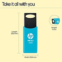 HP 712W 32GB USB 3.2 Flash Drive – High-Speed, Capless Slide Design, Portable Data Storage for Laptop, Desktop, TV, Mobile (Blue) HP 712W 32GB USB 3.2 Flash Drive – High-Speed, Capless Slide Design, Portable Data Storage for Laptop, Desktop, TV, Mobile (Blue)
