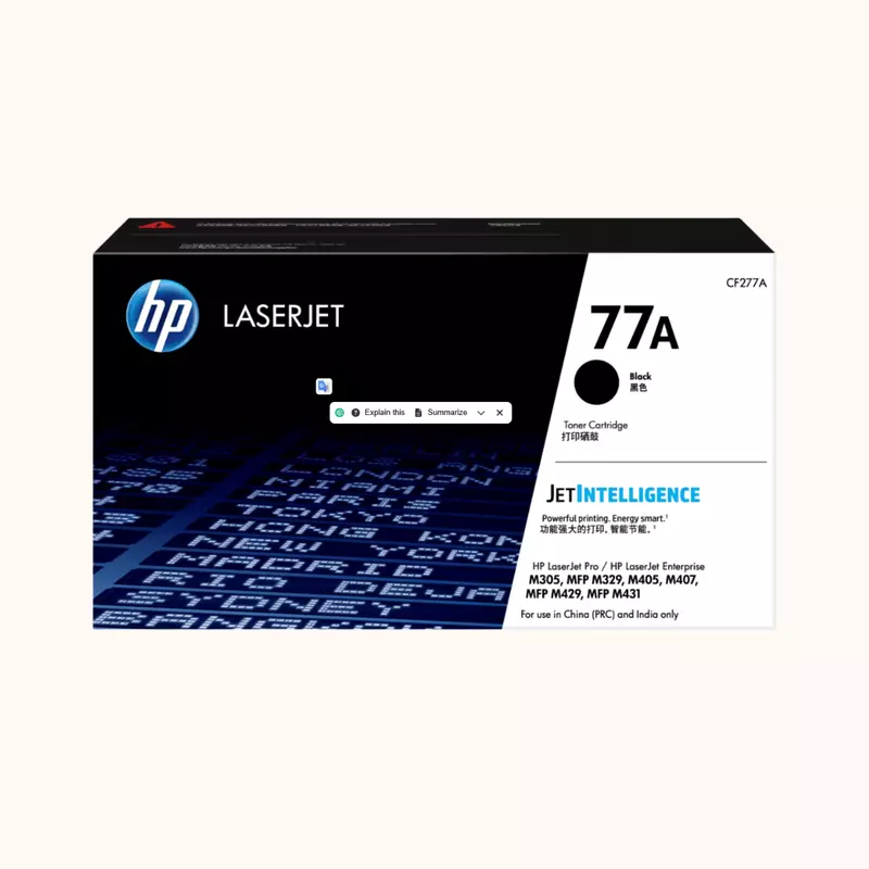 HP Black Original LaserJet Toner Cartridge 77A