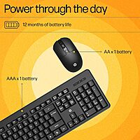 HP KM200 Wireless Mouse and Keyboard Combo, Full-Size Ergonomic Design, 3 Button and Built-in Scroll Wheel, 2.4 GHz Wireless connection HP KM200 Wireless Mouse and Keyboard Combo, Full-Size Ergonomic Design, 3 Button and Built-in Scroll Wheel, 2.4 GHz Wireless connection