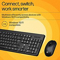 HP KM200 Wireless Mouse and Keyboard Combo, Full-Size Ergonomic Design, 3 Button and Built-in Scroll Wheel, 2.4 GHz Wireless connection HP KM200 Wireless Mouse and Keyboard Combo, Full-Size Ergonomic Design, 3 Button and Built-in Scroll Wheel, 2.4 GHz Wireless connection