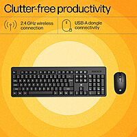 HP KM200 Wireless Mouse and Keyboard Combo, Full-Size Ergonomic Design, 3 Button and Built-in Scroll Wheel, 2.4 GHz Wireless connection HP KM200 Wireless Mouse and Keyboard Combo, Full-Size Ergonomic Design, 3 Button and Built-in Scroll Wheel, 2.4 GHz Wireless connection