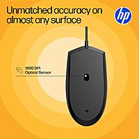 HP M080 Wired Mouse (AB3C5AA) | 1600 DPI Optical Sensor, Ergonomic Design, Plug & Play USB Mouse HP M080 Wired Mouse (AB3C5AA) | 1600 DPI Optical Sensor, Ergonomic Design, Plug & Play USB Mouse