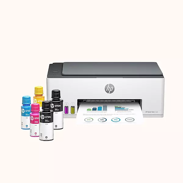 HP Smart Tank All-in-one Colour Printer with 1 Extra Black Ink Bottle (HP 520)
