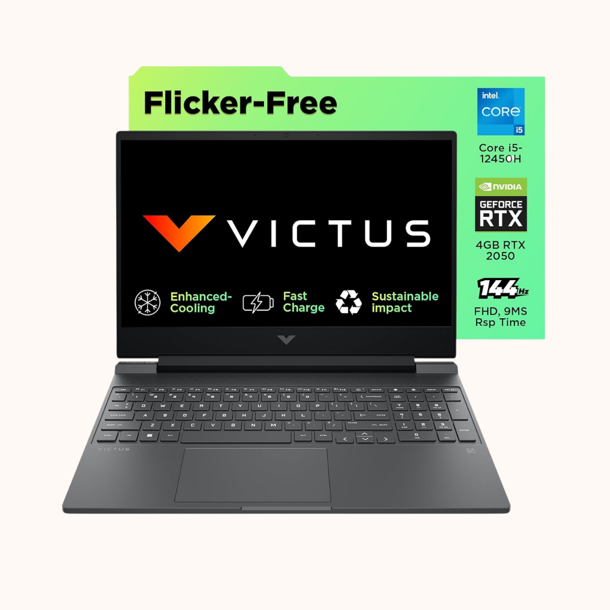 HP Victus Intel Core i5 12th Gen - (16 GB/512 GB SSD/Windows 11 Home/4 GB Graphics/NVIDIA GeForce RTX 2050) 15-fa1351TX Gaming Laptop  (15.6 inch, Performance Blue)