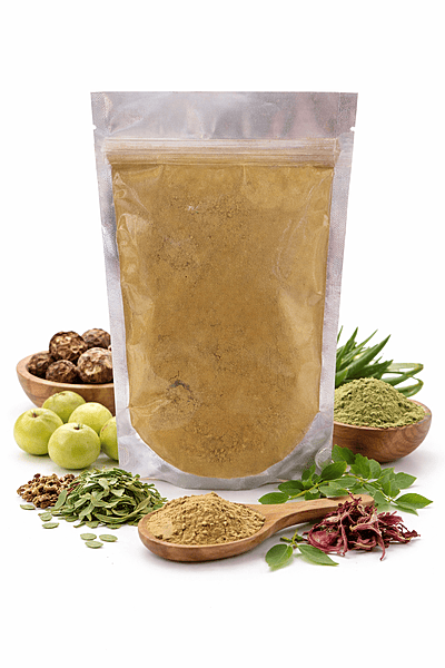 Herbal Hair Pack Powder – Natural Hair Dye & Hair Growth (Henna, Indigo, Amla & More Herbs)