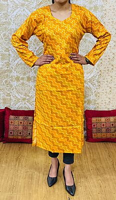 Heavy Rayon Kurti-Yellow