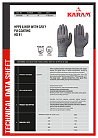 Karam HS41(L)(CUT-2)(HPPE Liner With Grey PU Coating Gloves)