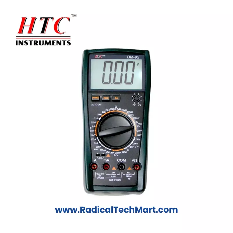 HTC DM-92 Digit Manual Multimeter with 1999 Count and Backlight Display