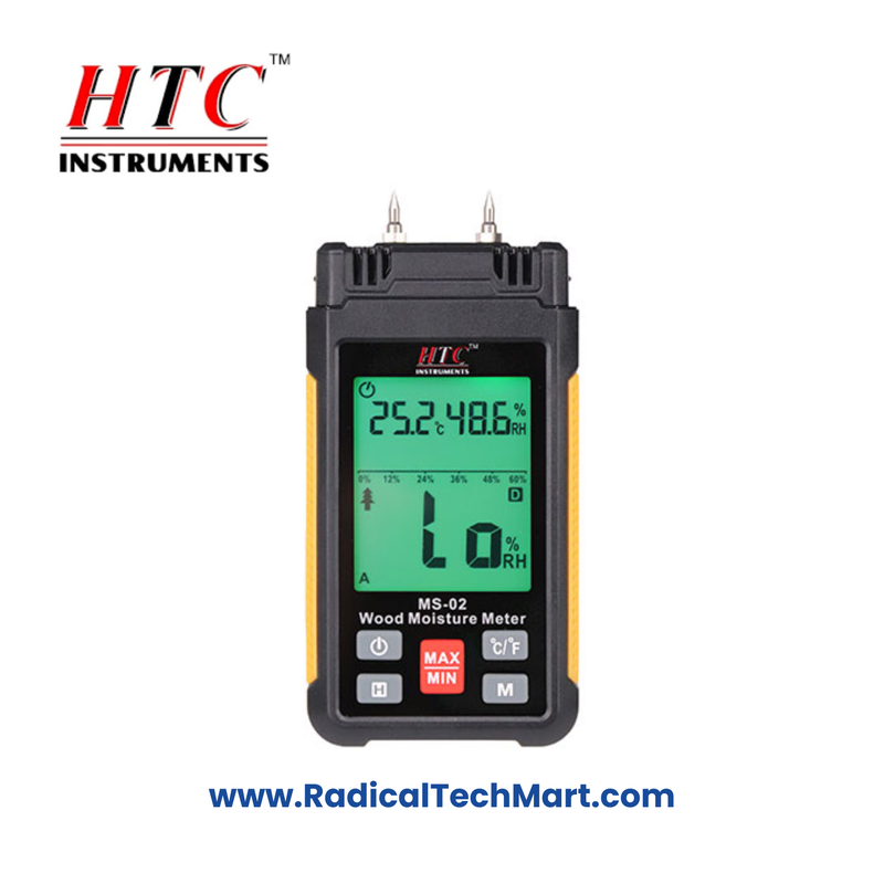 HTC MS-02 Mini Moisture Meter with Tricolor Display and Soft Case
