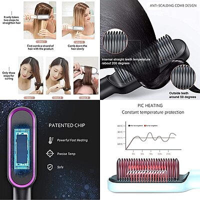 Electric Hair Straightener Comb Brush For Men, Women & Girls Pack of 1 Electric Hair Straightener Comb Brush For Men, Women & Girls Pack of 1
