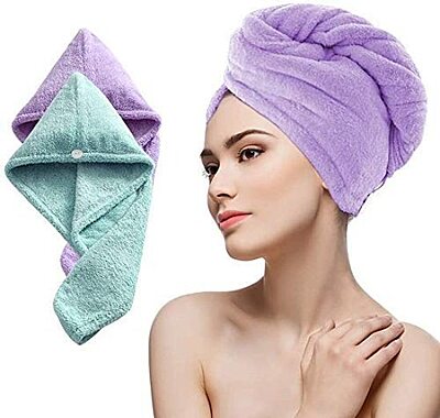 Hair Towel Wrap Absorbent Towel Hair-Drying Quick Dry Pack of 3