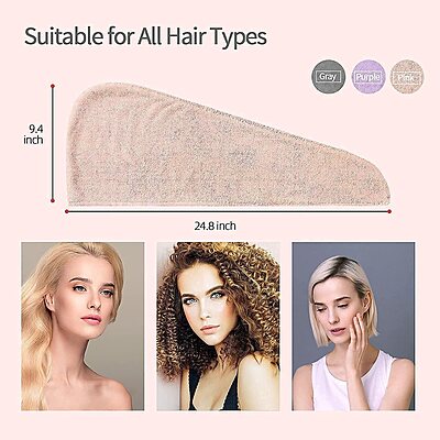 Hair Towel Wrap Absorbent Towel Hair-Drying Quick Dry Pack of 3 Hair Towel Wrap Absorbent Towel Hair-Drying Quick Dry Pack of 3