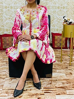 Hakoba Tie and Dye Dress-OffWhite-3