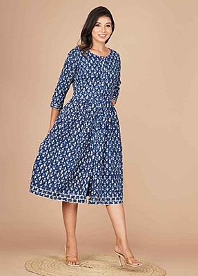 Hand Block Printed Dress Catalogue 1-Indigo-2 Hand Block Printed Dress Catalogue 1-Indigo-2