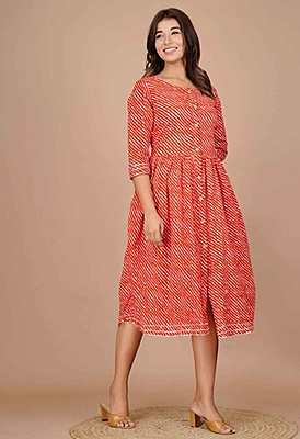 Hand Block Printed Dress Catalogue 1-Orange-2 Hand Block Printed Dress Catalogue 1-Orange-2