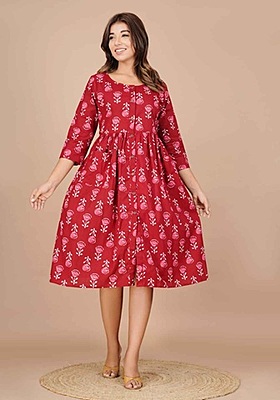 Hand Block Printed Dress Catalogue 1-Rust-1 Hand Block Printed Dress Catalogue 1-Rust-1