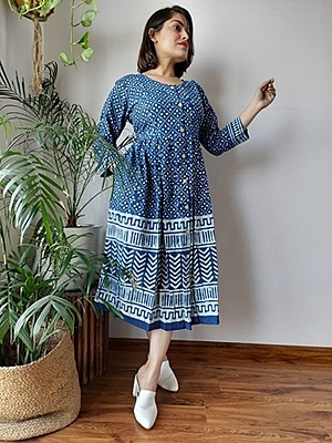 Hand Block Printed Dress Catalogue 2-Indigo-2