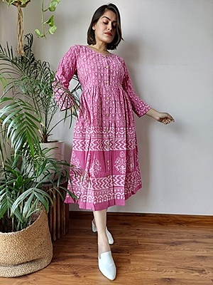 Hand Block Printed Dress Catalogue 2-Pink-1