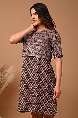 Hand Block Printed Dress Catalogue 3-Brown-2 Hand Block Printed Dress Catalogue 3-Brown-2