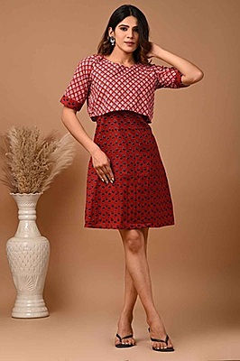 Hand Block Printed Dress Catalogue 3-Red-1 Hand Block Printed Dress Catalogue 3-Red-1